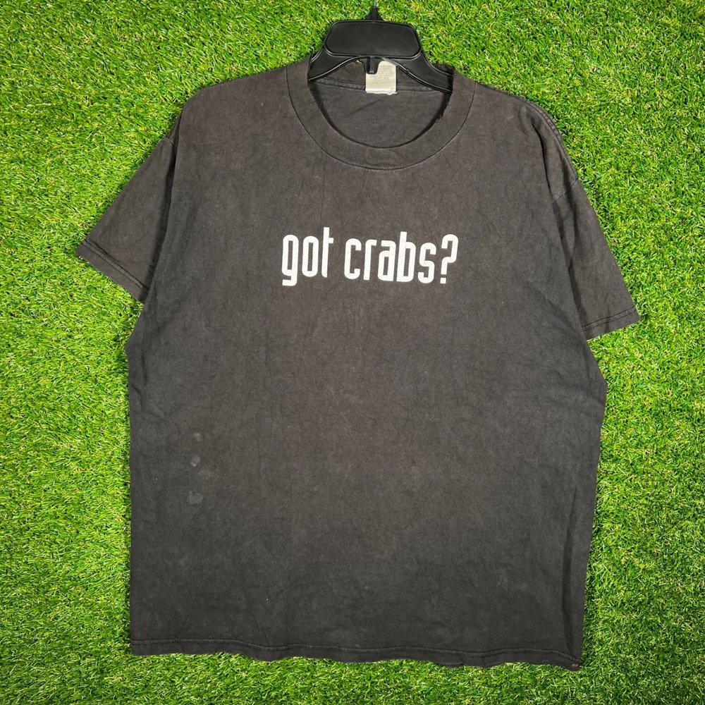 Vintage Joes Crab Shack Got Crabs T-Shirt Large Black Faded Distressed